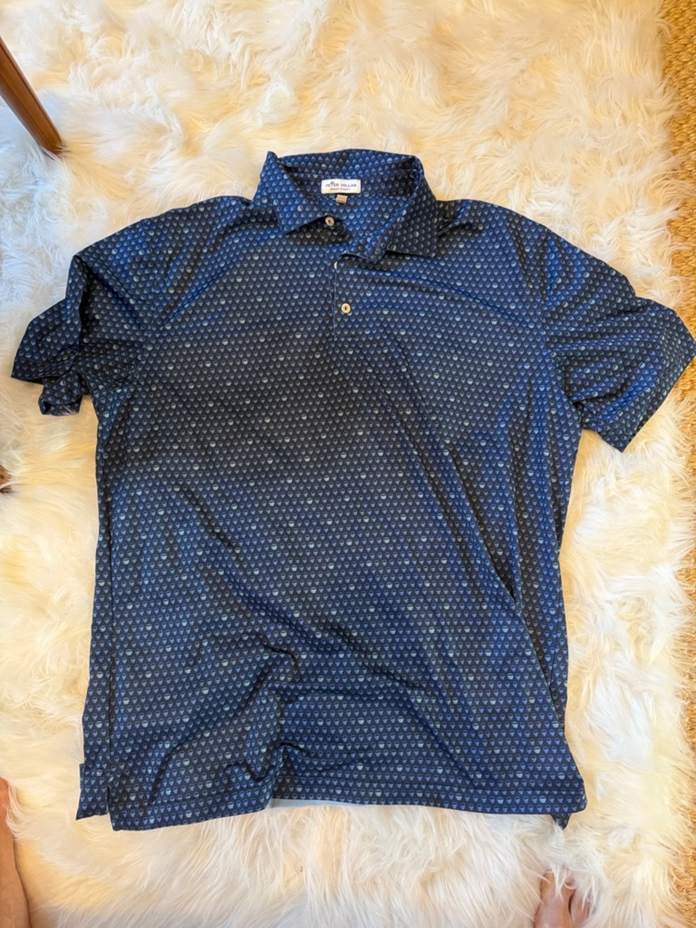 Peter Millar Navy Micro-Pattern Performance Polo